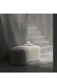 Wooden Twist Wnzzy Stylish Soft Boucle Upholstery Entryway Shoe Changing Stool Bench Ottoman  - Image 5
