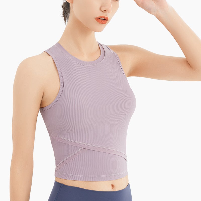 Generic New Sports Tank Top Padded High-Stretch Breathable Quick-Dry Sleeveless Yoga Shirt Tx26 lotus root starch