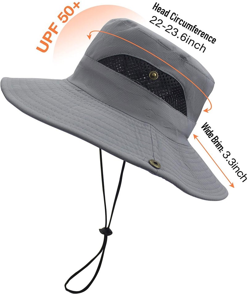 Massmot Men Polyester Sun Hat, Wide Brim Summer Protection Cap, Round , Beach Fishing Hat for Hiking, Gardning, Travel (Light Grey), Free Size - Image 2