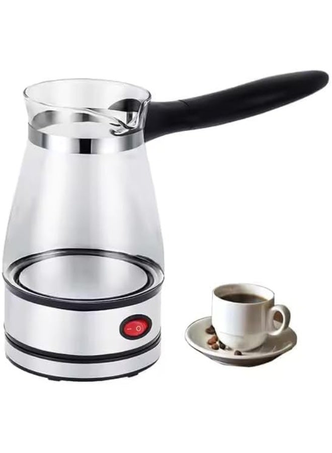 DENX Electric Coffee Maker DX3418 – 500ml Turkish Coffee Pot with 600W Heating, Stainless Steel Base, Glass Pot, Ergonomic Handle, Modern Design, Black & Clear Coffee Jug for Home & Office - Image 1