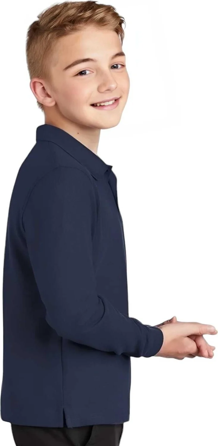 Tezzgelsin 3-Piece Boy Long Sleeve Cotton Polo Neck T-Shirt Daily and School Uniform School T-Shirt