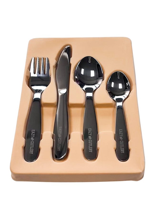 Eazy Kids Set Of 4 Cutlery With Silicone Pouch - Spoon, Fork, Knife And Tea Spoon  - Image 5
