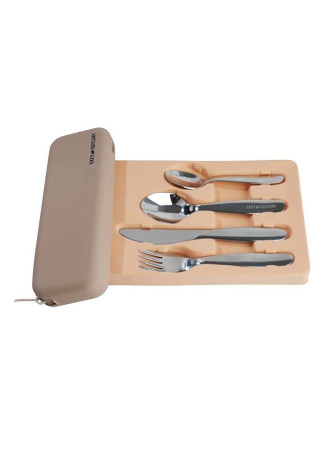 Eazy Kids Set Of 4 Cutlery With Silicone Pouch - Spoon, Fork, Knife And Tea Spoon  - Image 2