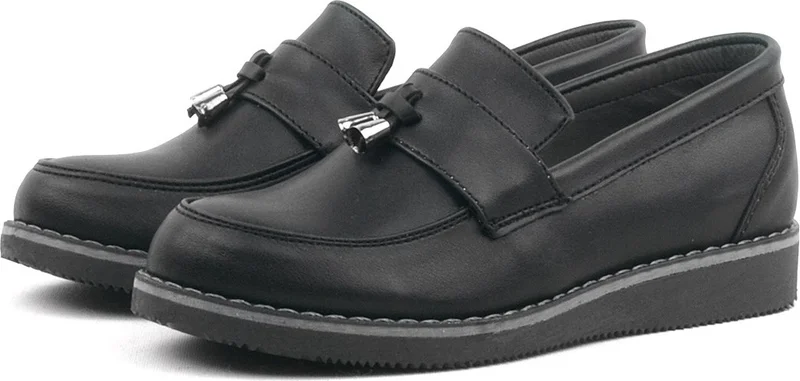Rakerplus Black Matte Loafer Kids School Shoes
