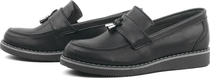Rakerplus Black Matte Loafer Kids School Shoes