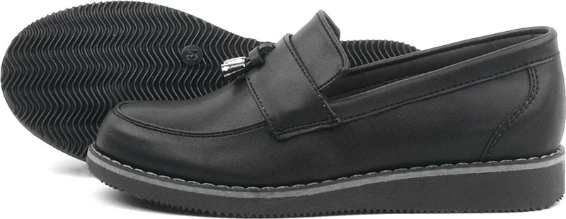 Rakerplus Black Matte Loafer Kids School Shoes