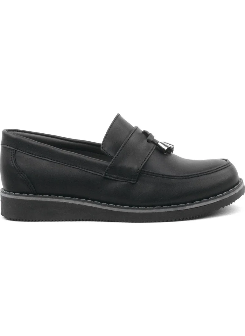 Rakerplus Black Matte Loafer Kids School Shoes