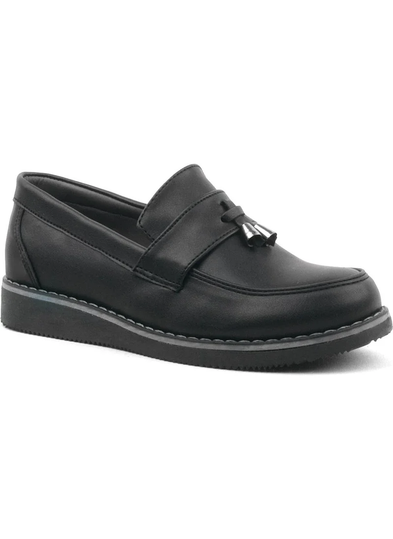 Rakerplus Black Matte Loafer Kids School Shoes