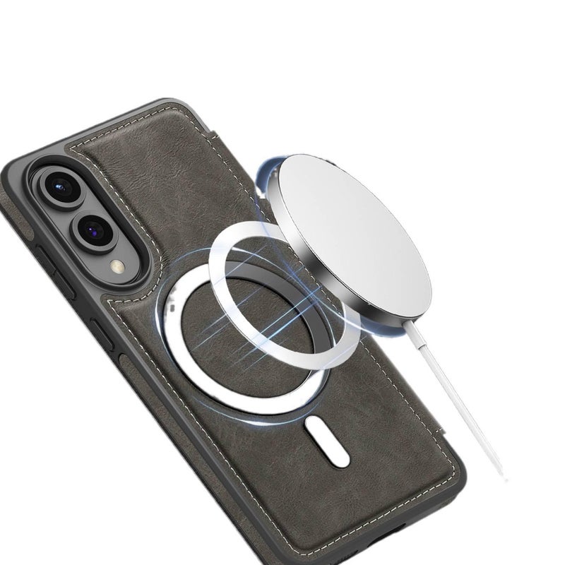 غطاء MagSafe بPU لـ Samsung Galaxy S22 Ultra باللون أزرق مغناطيسي بوظيفة حامل مع مغناطيس قوي وحماية من السقوط مع مقاوم للصدمات مع حامل قائم مع مقاوم للخدش خفيف الحمل للعائلة - Image 4