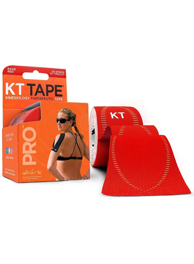 Kt Tape Kt Tape Pro, Precut 10 Strip(20 Each), Rage Red (Ktpro-Precut-Rage Red) - Image 1