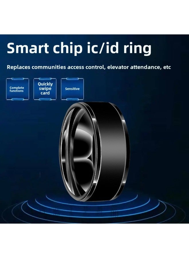 حلقة تقنية NFC سوداء تعمل بالطاقة الشمسية متعددة الوظائف Android درجة الحرارة حلقة سحرية تهتز شبكة الصوت باللون الأحمر مع نظام Android الذكي اللون: NFC ذكي أسود مقاس 8 محيط الأصابع 56.9 مم - Image 2