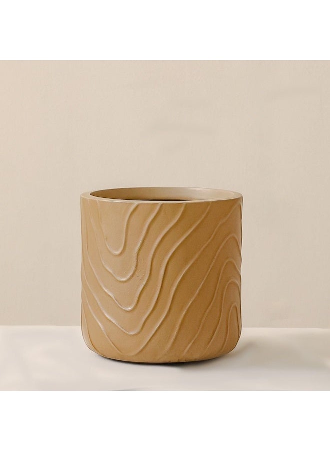 DANUBE HOME وعاء تصميم تجريدي من الطين الألياف - 30x30x30 سم، بني، ملحقات حديقة خارجية، وعاء متين وأنيق، مثالي لتزيين المنزل والحديقة - Image 1