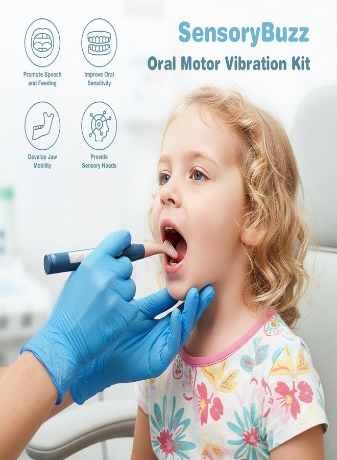 Joyreal Rechargeable SensoryBuzz Oral Motor Vibration Kit with 7 Textured Silicone Heads - 4 Modes Vibrating Teether Autism Sensory Products for Speech Therapy, Stimulate Self Feeding, Sensory Needs - Image 2