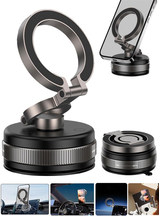 Sahramart Vacuum Magnetic Suction Cup Phone Mount 360° Rotation Base HandsFree Adjustable Magnetic Car Phone Holder Magnetic Phone Holder Suitable for Car/Gym/Mirror/Smooth Surface  - Image 1