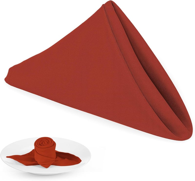 PLOYMONO Burnt Orange Heavy Duty Cloth Napkins-17 x 17 Inch Solid Washable Polyester Dinner Napkins - Set of 8 Napkins with Hemmed Edges-Great for Party, Fall Festival, Autumn, Halloween, Thanksgiving - Image 1