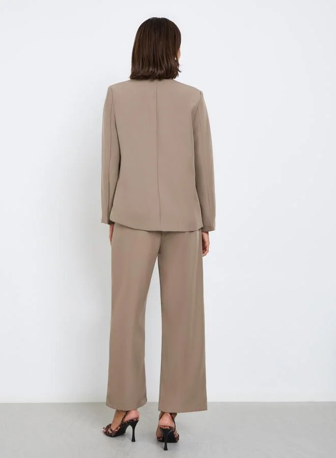 Styli  Brown Front Open Blazer and Trousers Co-ords for Women | Best Price UAE
