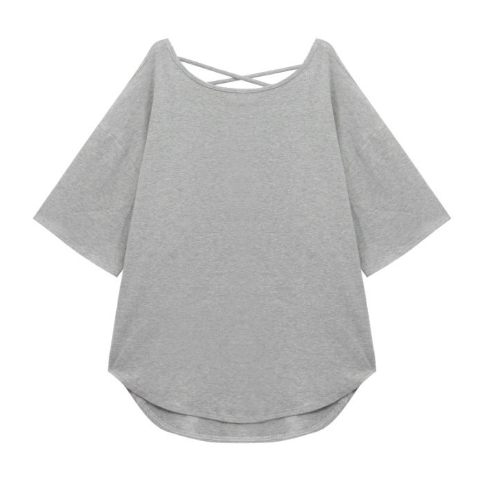 French Pure Desire Discreet Backless Short-Sleeved T-Shirt For Women Summer Style Lazy Style Casual Top Trend - Image 1