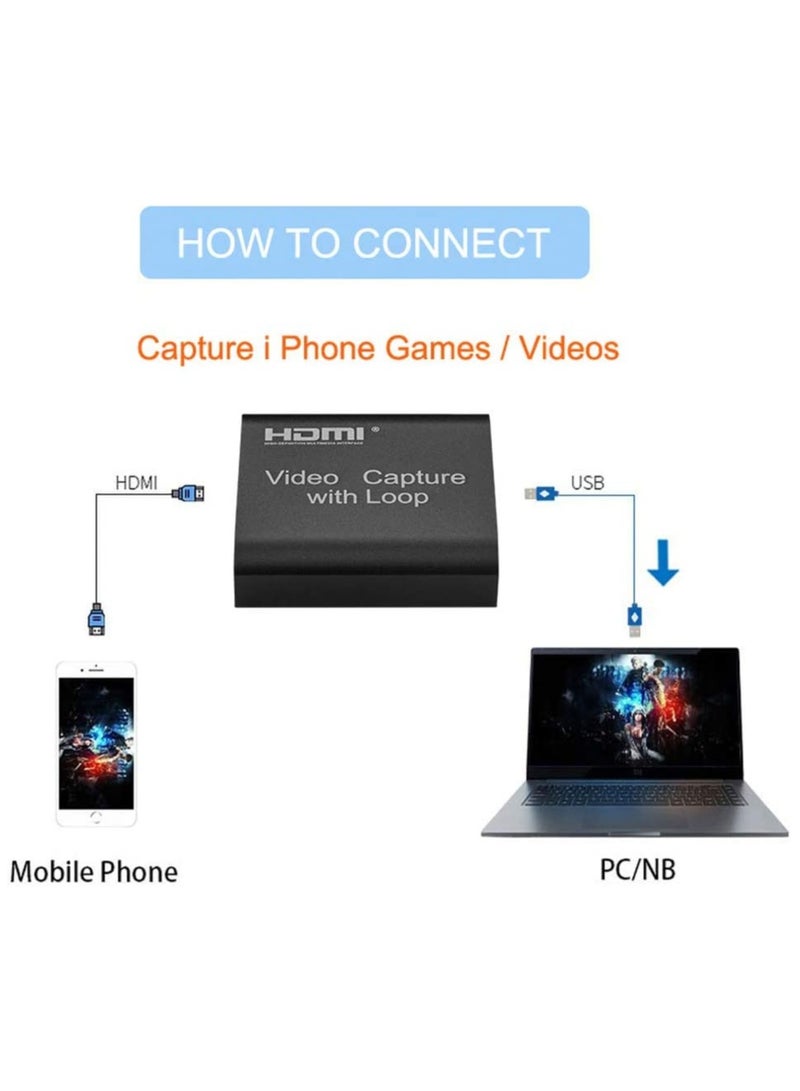 4K HDMI Video Capture Card 1080P Game USB Recorder to with Loop Output for Live Streaming Recording  - Image 2