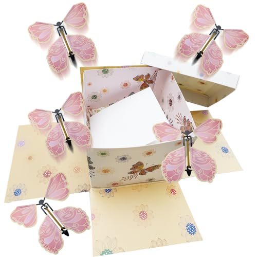 WUEURU Flying Butterfly Surprise Box Exploding Gifts Box with Butterflies Butterfly Explosion Box Surprise Cake DIY Butterfly Pop Up for Birthdaygraduation surprise Gift