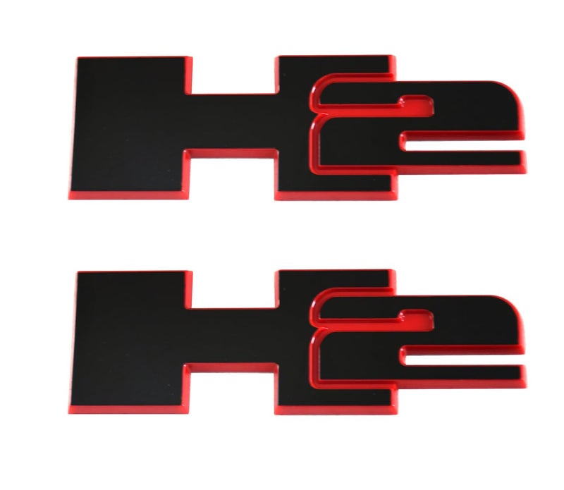 2pcs H2 Rear Liftgate Door Nameplate 3D Badge Emblems Replacement for 20032009 Hummer H2 Redline