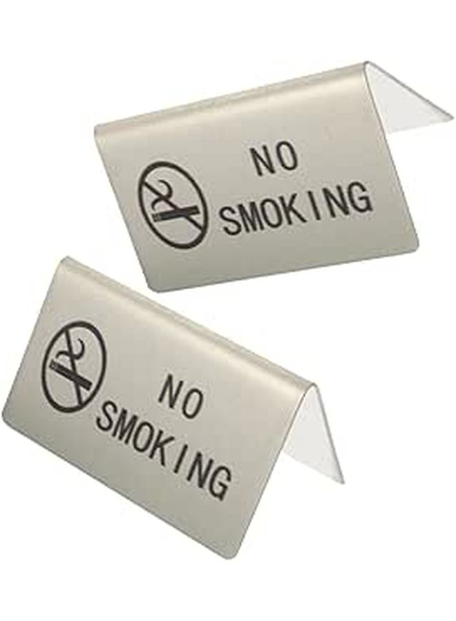 2Pcs Stainless Steel No Smoking Table Signs for Business Home Hotel Office - Image 1