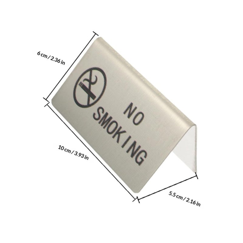 2Pcs Stainless Steel No Smoking Table Signs for Business Home Hotel Office - Image 3
