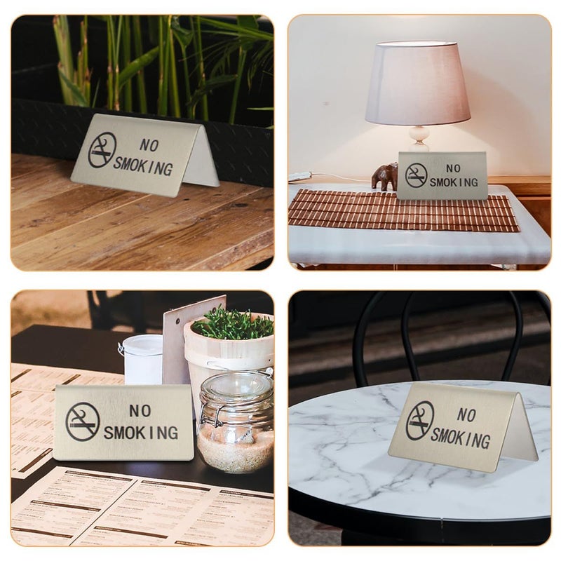 2Pcs Stainless Steel No Smoking Table Signs for Business Home Hotel Office - Image 4