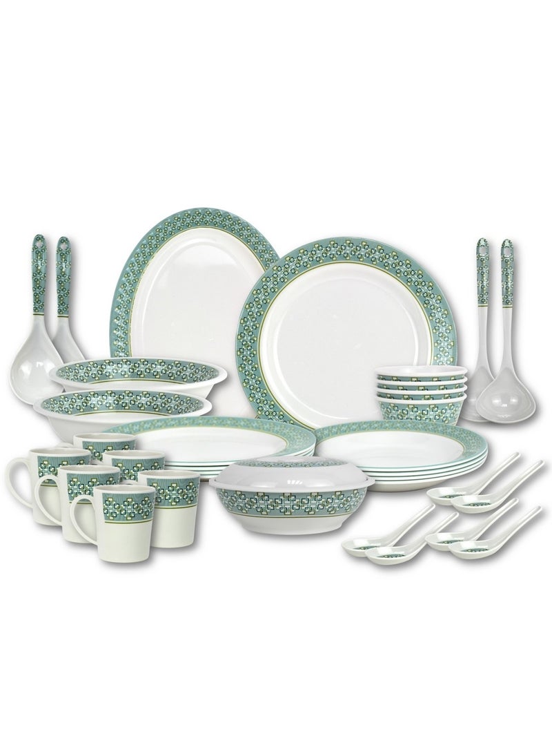Melrich Melrich 38 Pcs Melamine Dinner Set Dinner Soup serving plates curry ladle rice ladle lid bowl water mug and Bowl Dishwasher and Freezer safe Durable and Strong - Image 1