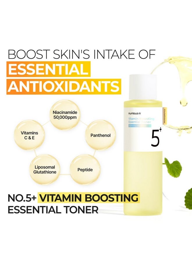numbuzin numbuzin No.5+ Vitamin Boosting Essential Toner with Glutathione, Niacinamide | First Step Skincare Reduce Dark Spots, Improve Dullness, Uneven Skin Tone | Non-irritating, Korean Skincare | 6.76 Fl Oz  - Image 2