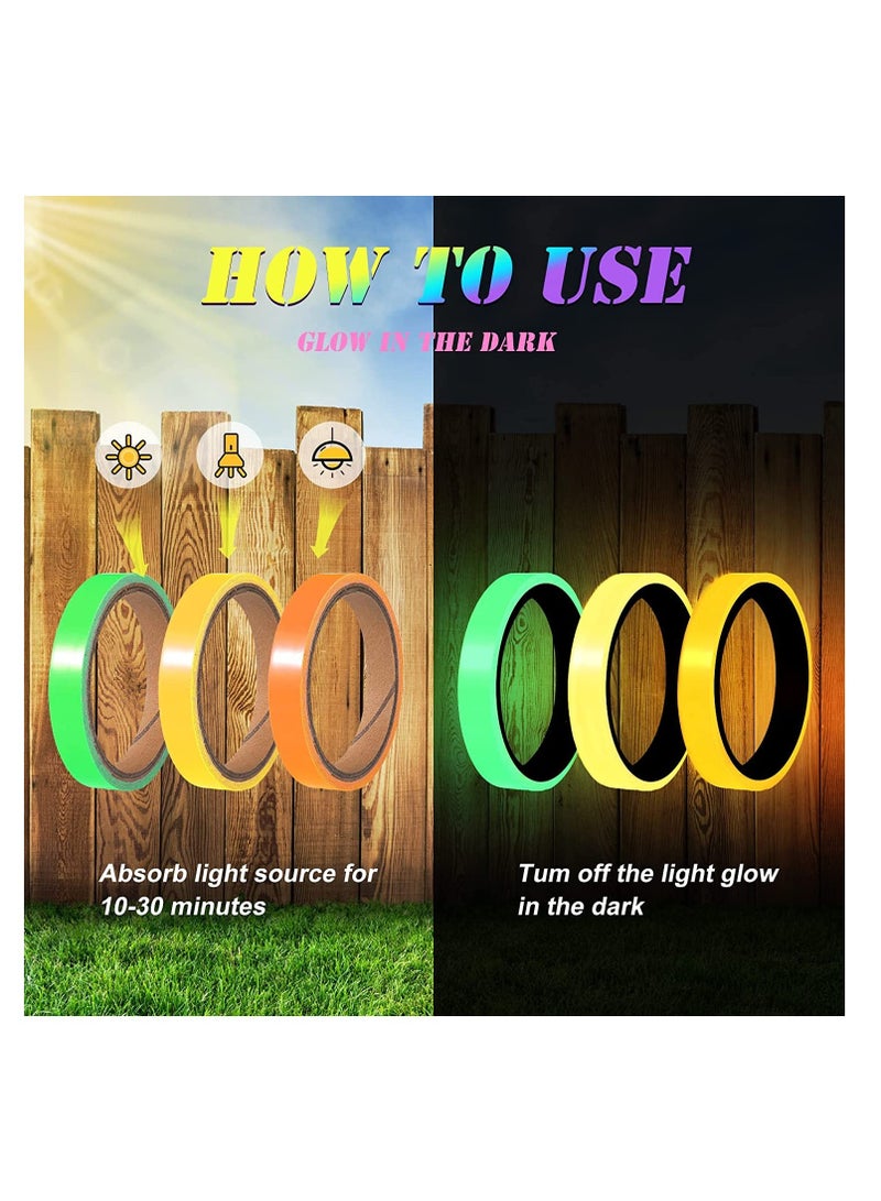 Glow in The Dark Tape Waterproof Fluorescent Tape for Indoor Outdoor Marking Long Lasting Glow Tape for Stage Theatre Steps Exit Green Glow Neon Tape Party Decoration 8 Pieces  - Image 4