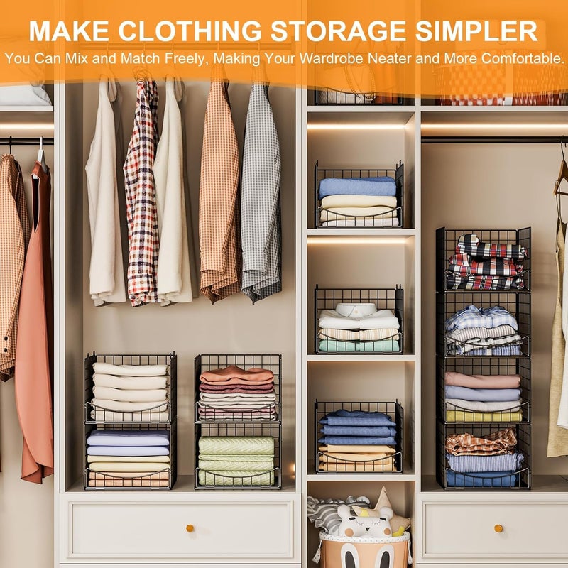 JKsmart 4-Tier Stackable Closet Organizerï¼ŒExtra Large Clothing Cupboard Organizer System Clothes Storage Shelf- Closet Wardrobe Storage Bins for Jeans, Pants, Sweaters,Purse,t-Shirt Organization - Image 2