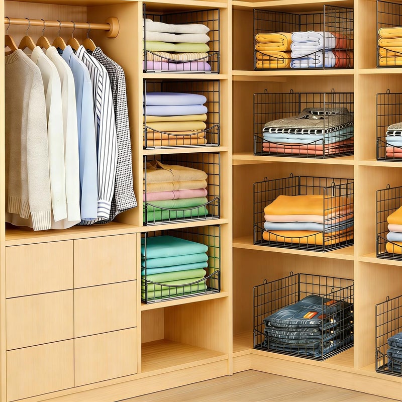 JKsmart 4-Tier Stackable Closet Organizerï¼ŒExtra Large Clothing Cupboard Organizer System Clothes Storage Shelf- Closet Wardrobe Storage Bins for Jeans, Pants, Sweaters,Purse,t-Shirt Organization - Image 4