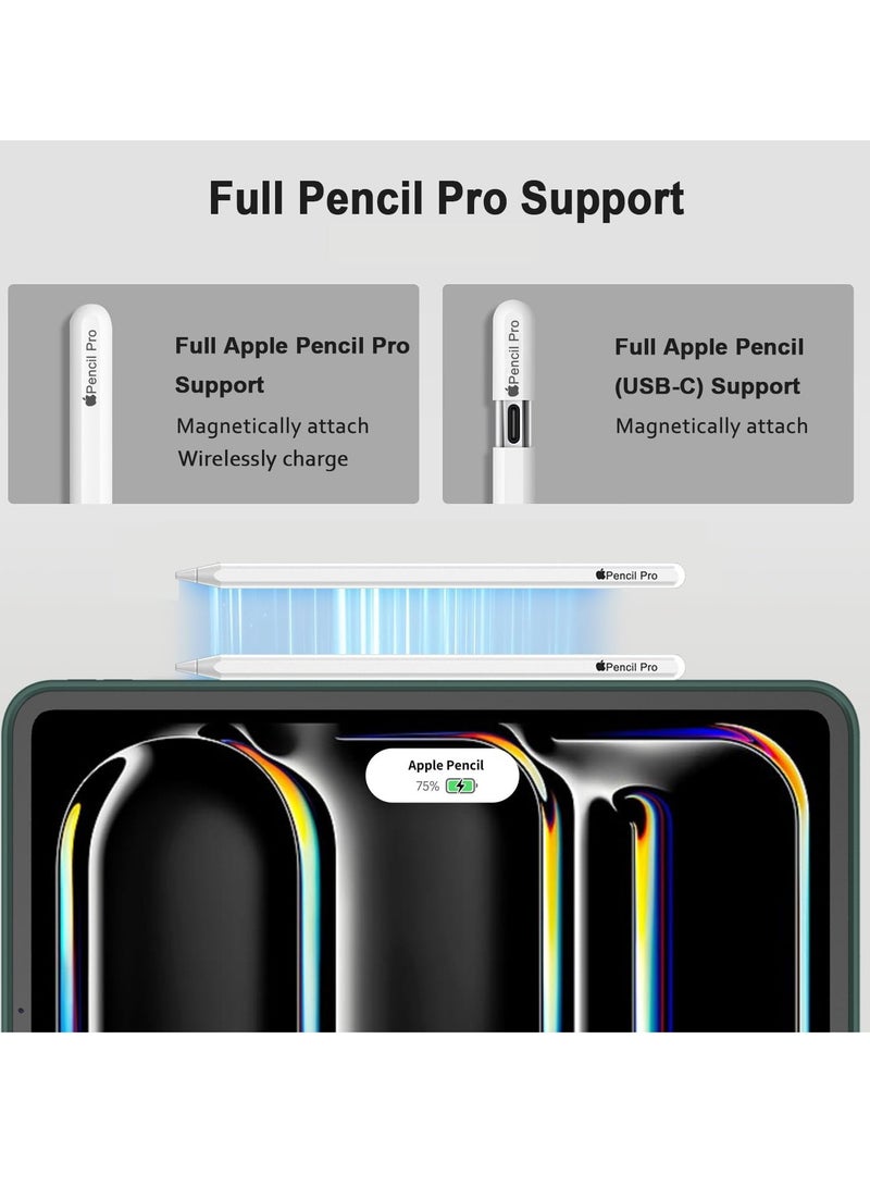 DUSALA iPad Pro 11 Inch Case M4 2024 (5th Generation) with Pencil Holder, [Support Pencil Pro and Pencil (USB-C)], Trifold Stand Smart Case with Soft TPU Back, Auto Wake/Sleep (Pine Green) - Image 3