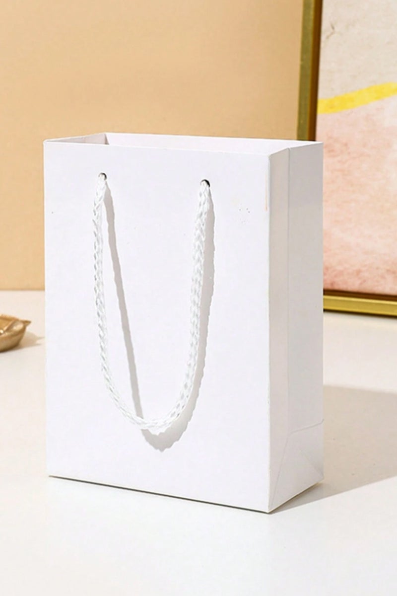 LOWHAT Pack Of 6 White Carrier Bags, Coffee Milk Packaging Bags, Baking Paper Bags, Back to School, Valentine's Day Birthday Gift 25x17.2x7 CM - Image 1