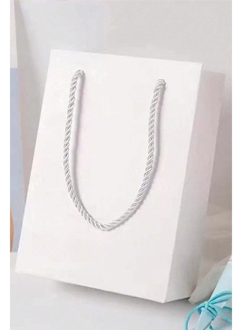 LOWHAT Pack Of 6 White Carrier Bags, Coffee Milk Packaging Bags, Baking Paper Bags, Back to School, Valentine's Day Birthday Gift 25x17.2x7 CM - Image 3