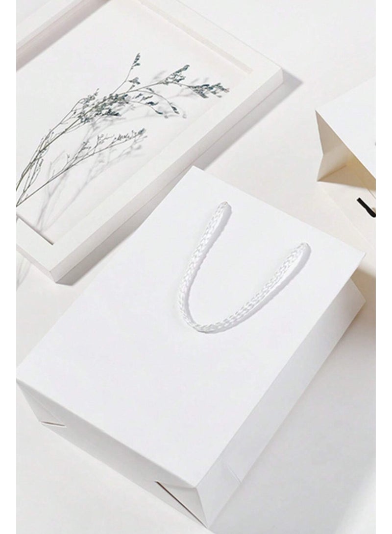 LOWHAT Pack Of 6 White Carrier Bags, Coffee Milk Packaging Bags, Baking Paper Bags, Back to School, Valentine's Day Birthday Gift 25x17.2x7 CM - Image 2