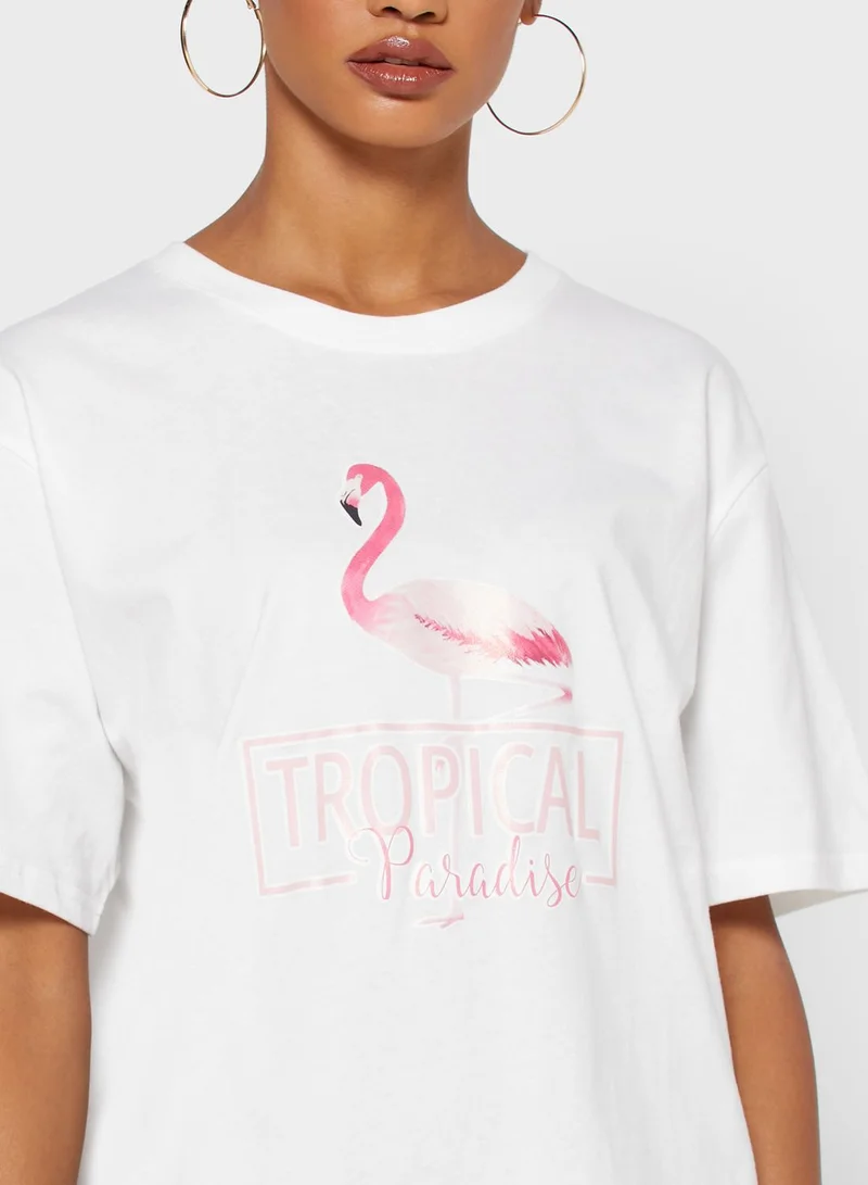 Ginger Oversized Slogan Printed T-Shirt