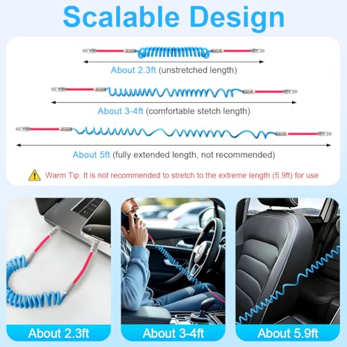 Verilux® PD 66W Type C Cable Fast Charging with Spring, 5.9Ft C Type Charger Cable with 480Mbps Data Transmission, No Tangle Retractable Type C Cable for iPhone 17/17 Plus/17 Pro/16/15, Galaxy S25/S24 - Image 5