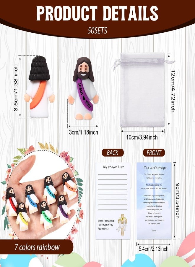Bememo 150 Pcs 50 Set Little Jesus Figurines Bulk Jesus Love You Mini Rubber Toys Sets to Hide and Seek Religious Party Favors Sunday School Christian Back to School Gifts(Rainbow Color,Love You) - Image 3
