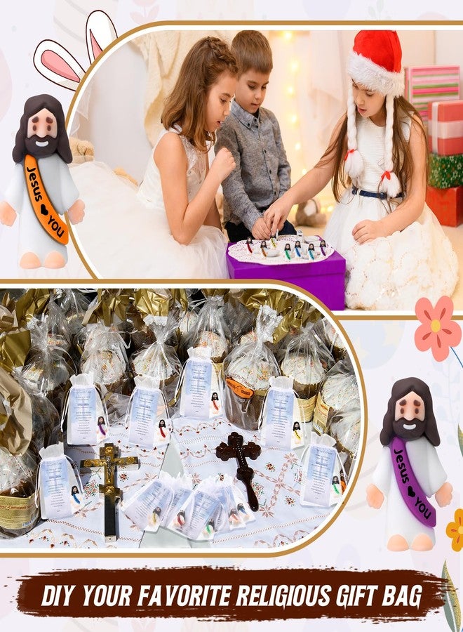 Bememo 150 Pcs 50 Set Little Jesus Figurines Bulk Jesus Love You Mini Rubber Toys Sets to Hide and Seek Religious Party Favors Sunday School Christian Back to School Gifts(Rainbow Color,Love You) - Image 4