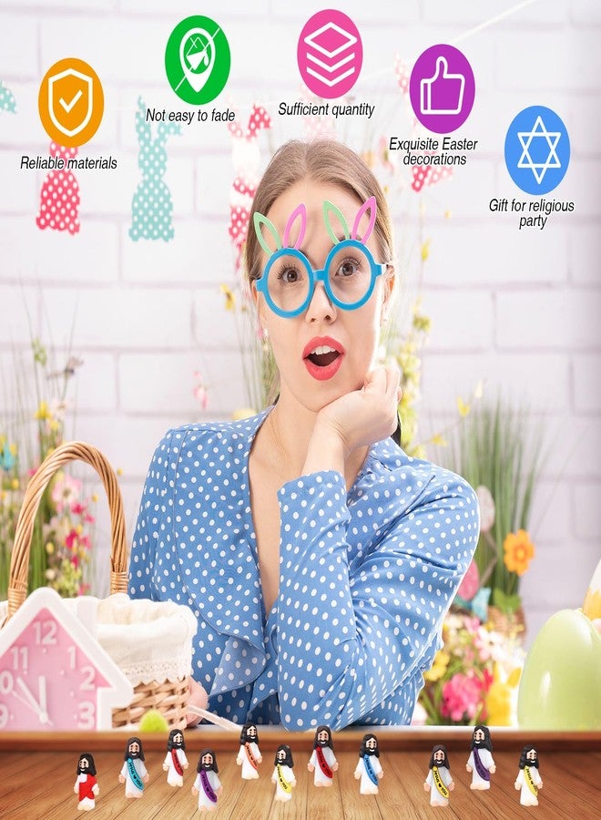 Bememo 150 Pcs 50 Set Little Jesus Figurines Bulk Jesus Love You Mini Rubber Toys Sets to Hide and Seek Religious Party Favors Sunday School Christian Back to School Gifts(Rainbow Color,Love You) - Image 5