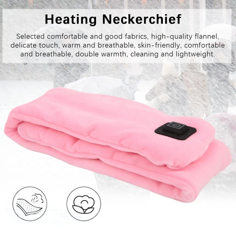 USB Electric Heating Scarf Fast Heat Far Infrared Adjustable Temperature Soft Flannel Pink - Image 5