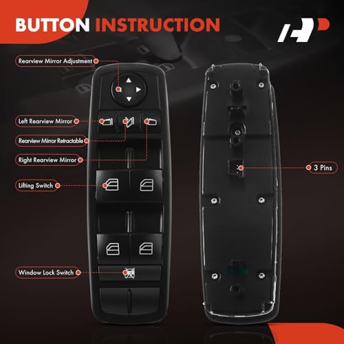 A-Premium Power Window Switch Replacement for Mercedes-Benz X164 W164 W251 GL320 GL350 GL450 GL550 ML320 ML350 ML450 ML550 R320 R350 Front Left - Image 4