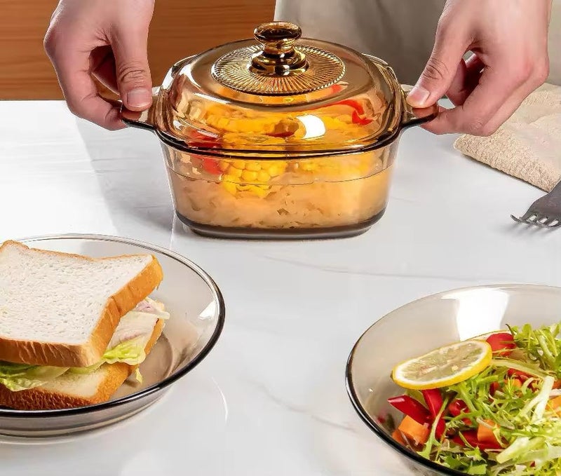 PrimeWorld 1 Pc Glass Casserole – 1000ml (1 Litre) | Brown Color | Square-Shaped Heat-Resistant Borosilicate Glass Cook & Serve Bowl with Lid - Image 4