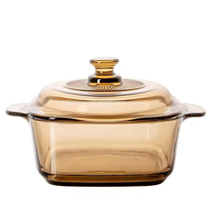 PrimeWorld 1 Pc Glass Casserole – 1000ml (1 Litre) | Brown Color | Square-Shaped Heat-Resistant Borosilicate Glass Cook & Serve Bowl with Lid - Image 5