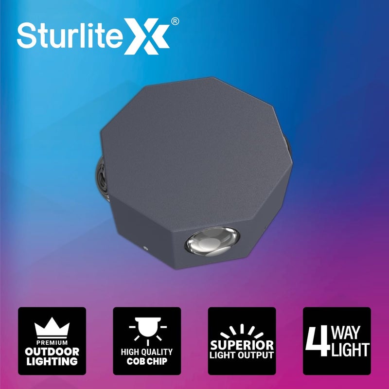 Sturlite Nairo 5Watt 4Way LED Wall Light 3K Color Temperature Corrosion Scratch Resistant Aluminum Body with IP65Weather Protection Indoor Outdoor Wall Mount Decorative Light Pack of 2 - Image 2