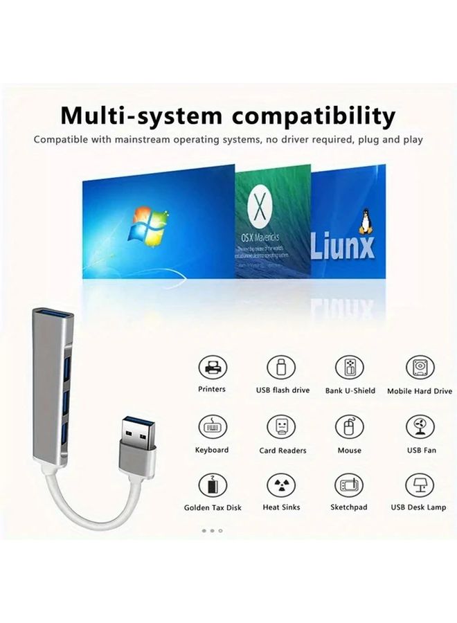 Grey USB C Hub 4 In 1 High Speed Data Transfer And Charging For Laptops - Image 5