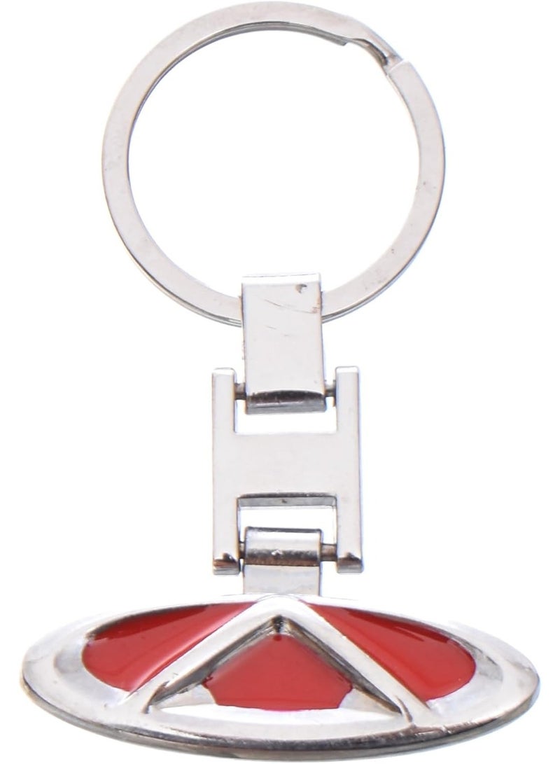 Red Cherry-Shaped Metal Medallion with Modern Design - Image 1