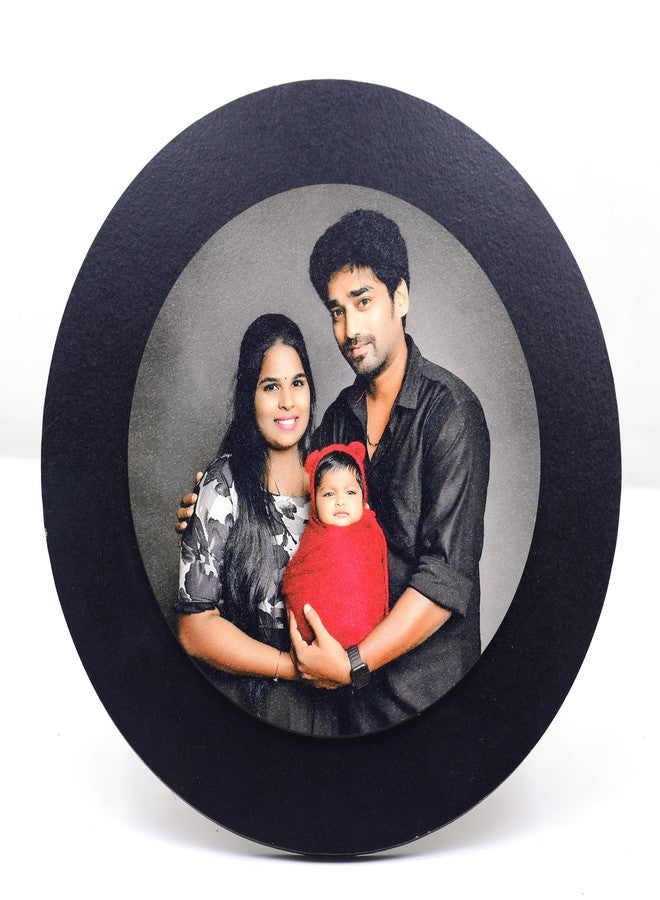 AJANTA ROYAL MINI Table Top Round Photo Frame For Multiple Occasions like Anniversaries, Wedding, Valentine's Day or Birthday (BLACK, Without Photo) - Image 1