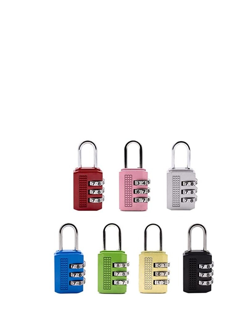 3 Digit Combination Padlock Set for Travel Bags Toolboxes Lockers and Suitcases - 7 Pack Travel Security Solution - Image 1